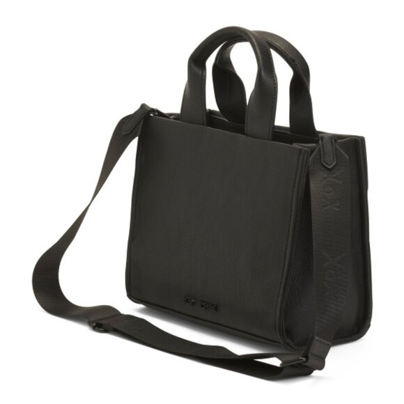 NWT $88 BETSEY JOHNSON Paris Embossed Charm Tote Purse Faux Leather Black Gift - Picture 4 of 10